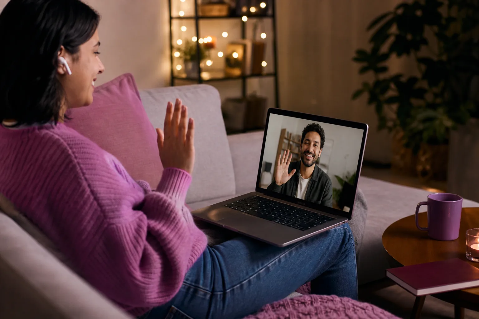 Person preparing for a relaxed video date at home in Western Isles